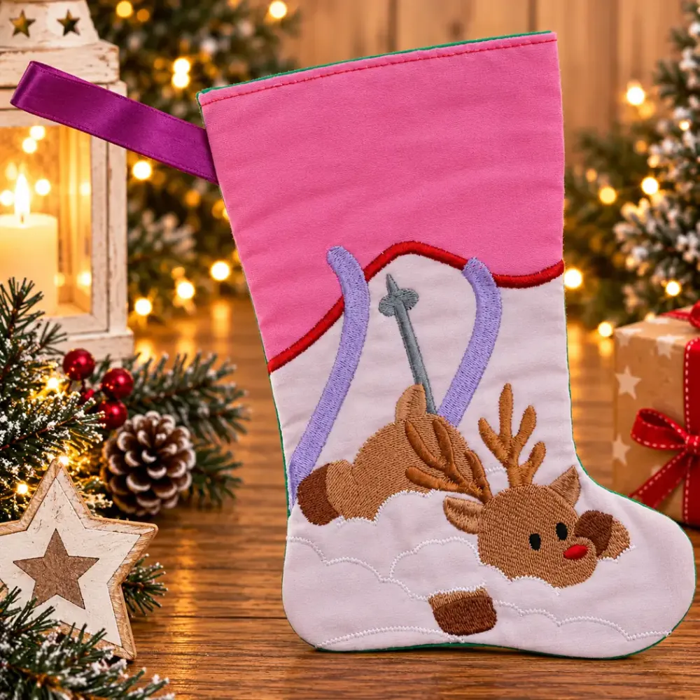 Nikolausstiefel Elch Größe S bestickt Weihnachtsdeko