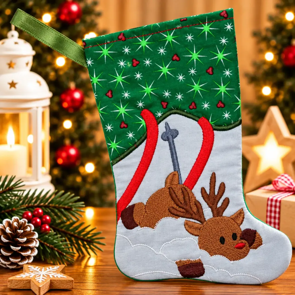 Nikolausstiefel Elch Größe S bestickt Weihnachtsdeko