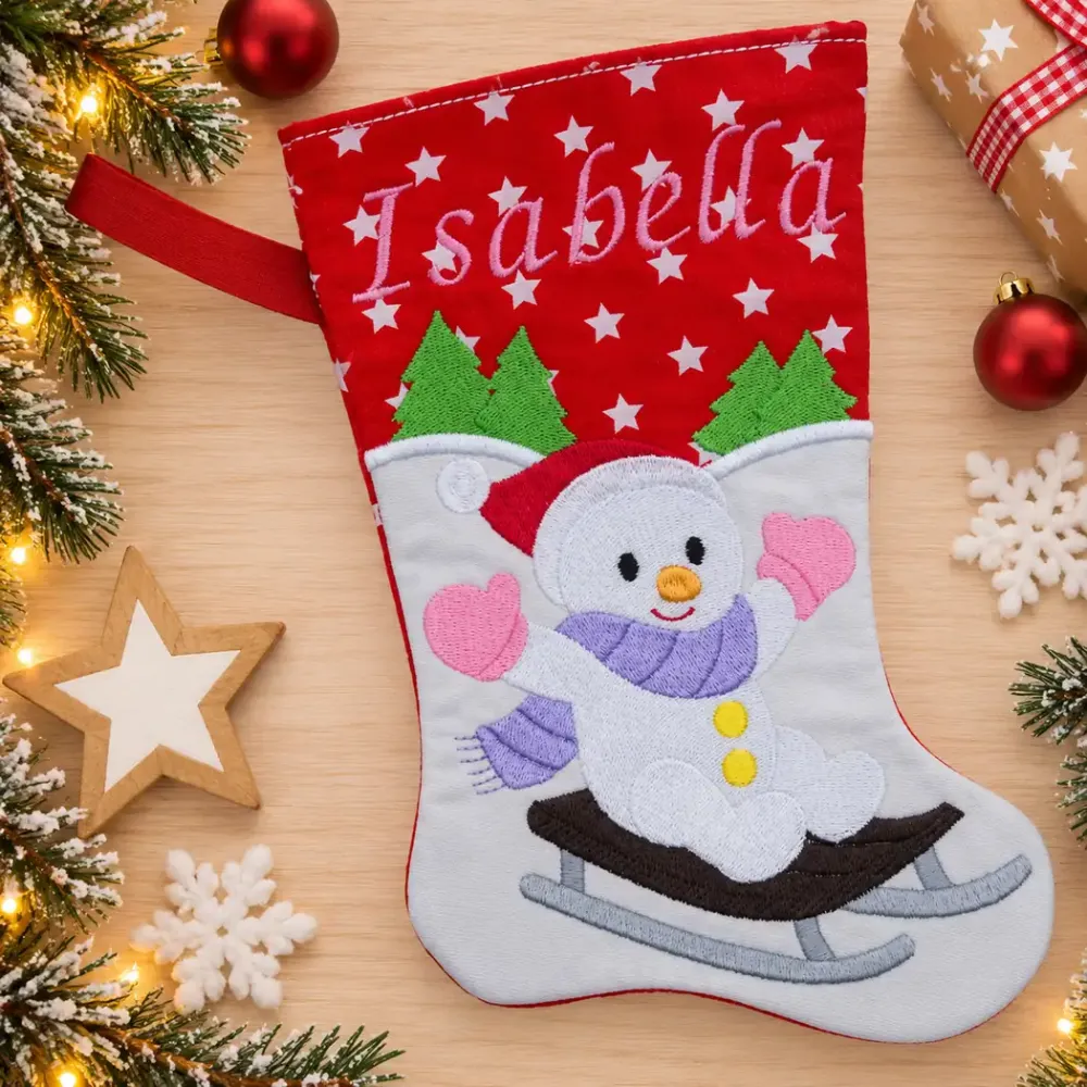 Nikolausstiefel Schneemann Größe S mit Name Isabella