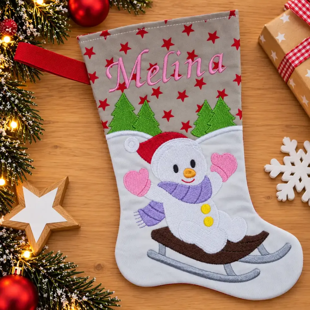 Nikolausstiefel Schneemann Größe S mit Name Melina