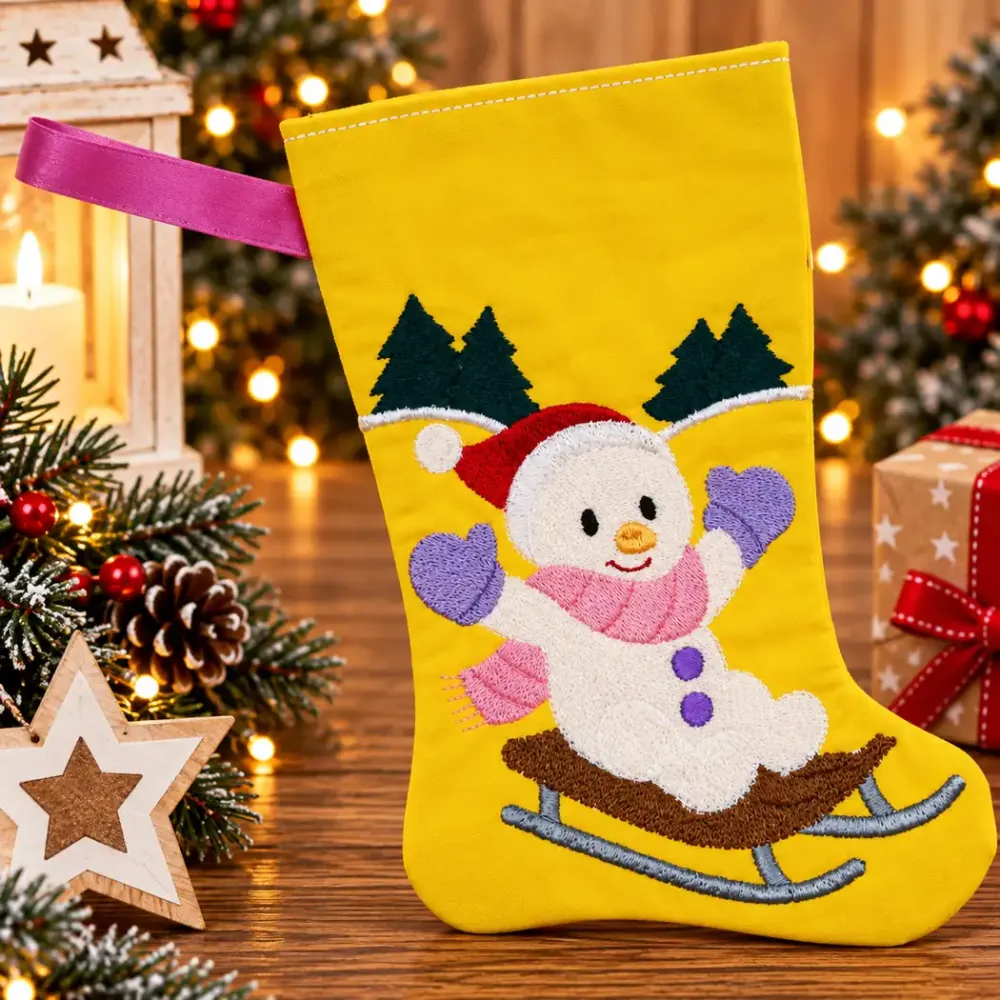 Nikolausstiefel Schneemann Größe S bestickt Weihnachtsdeko