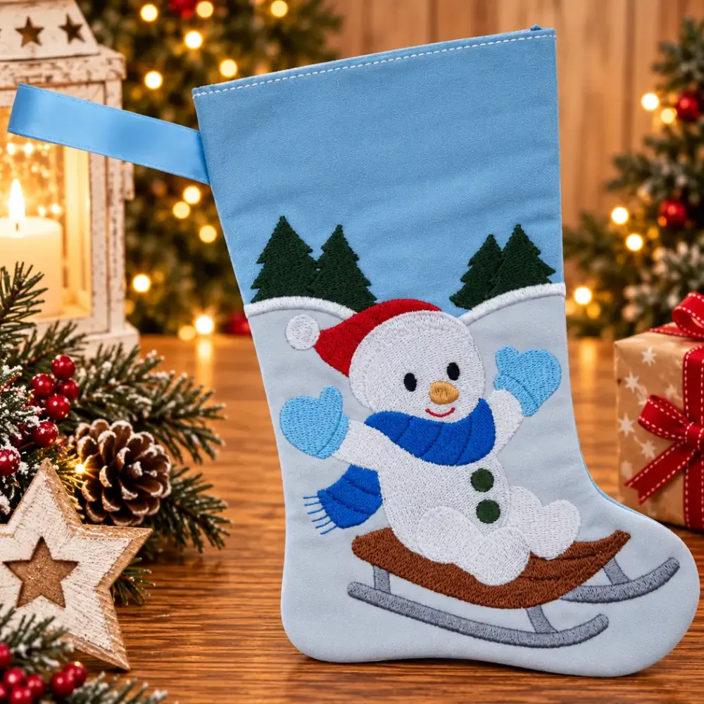 Nikolausstiefel Schneemann Größe S bestickt Weihnachtsdeko