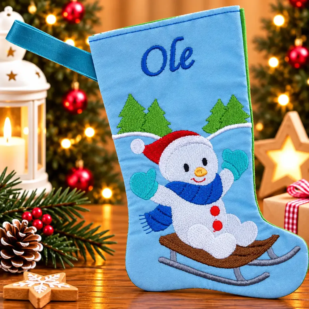 Nikolausstiefel Schneemann Größe S mit Name Ole