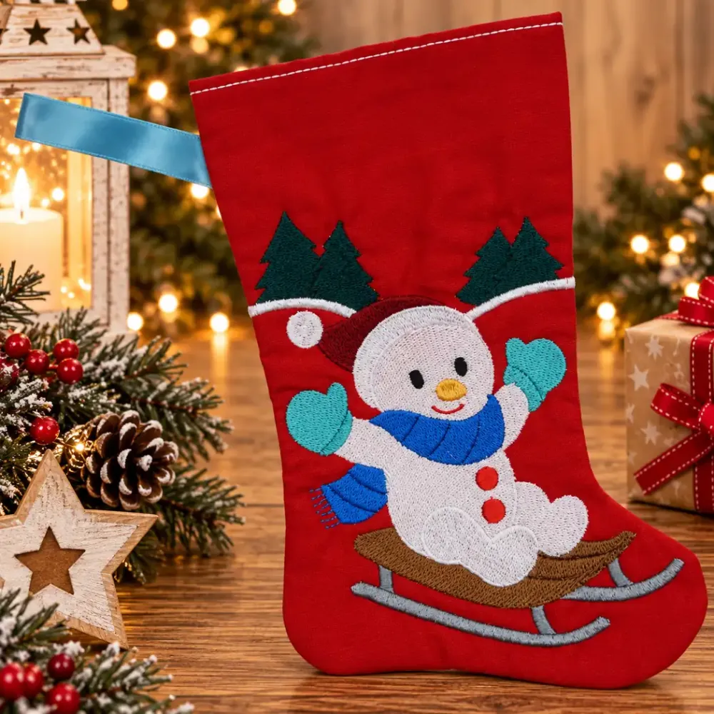 Nikolausstiefel Schneemann Größe S bestickt Weihnachtsdeko