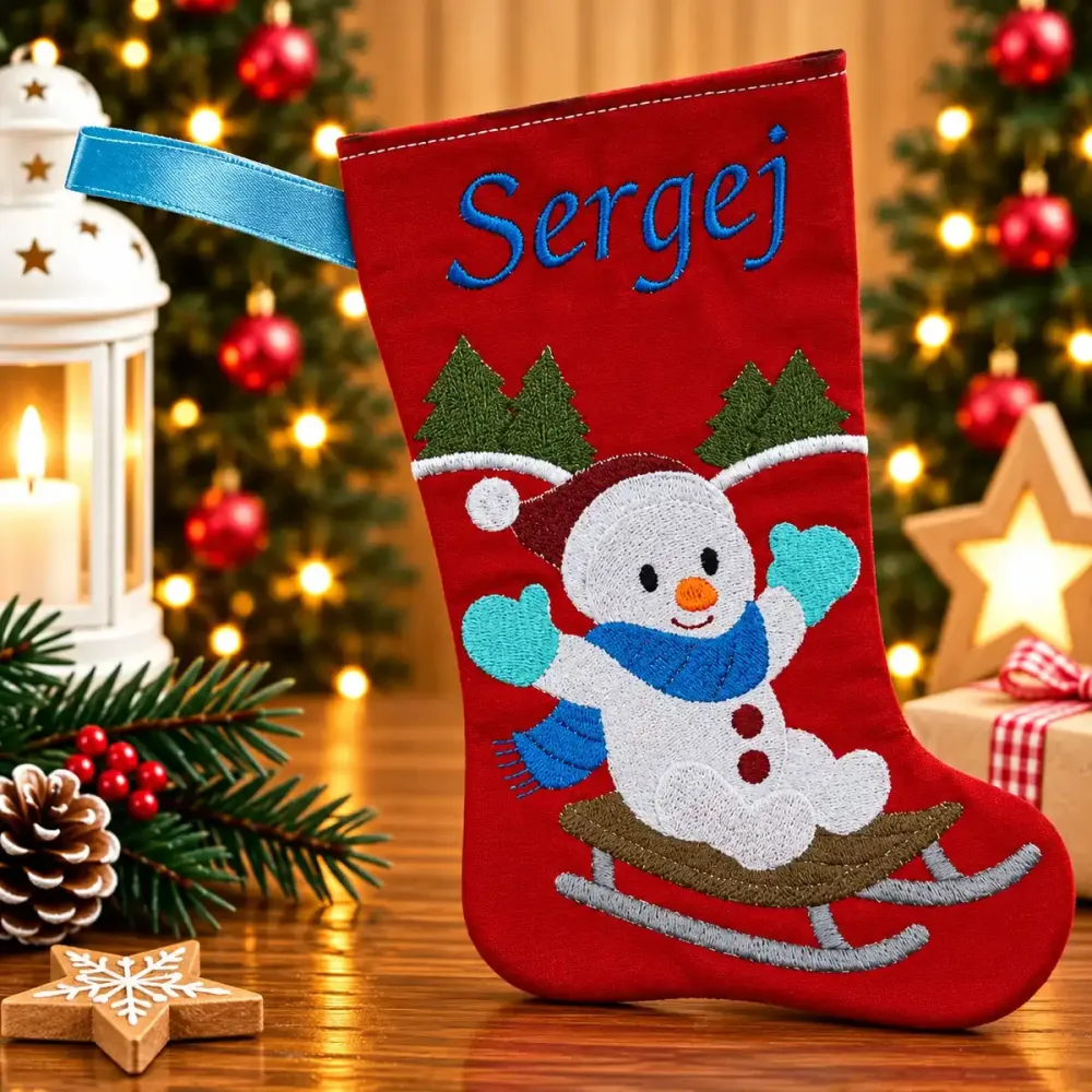 Nikolausstiefel Schneemann Größe S mit Name Sergej