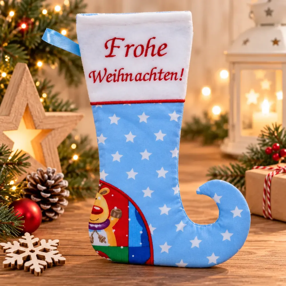 Elfenstiefel Frohe Weihnachten bestickt Weihnachtsdeko