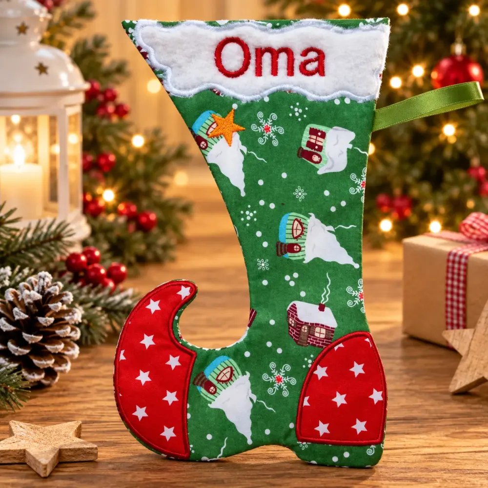 Elfenstiefel Oma bestickt Weihnachtsgeschenk