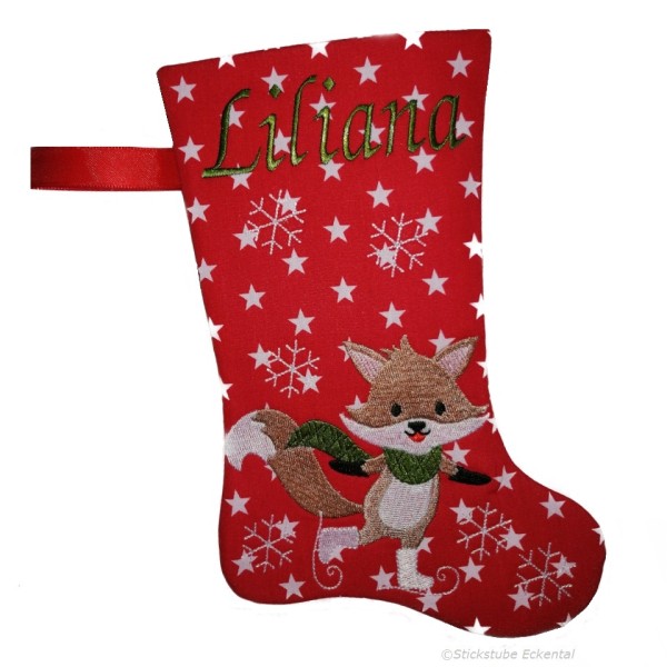 Nikolausstiefel mit Name Stofffarbe rot