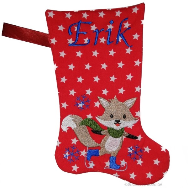 Nikolausstiefel mit Name Stofffarbe rot