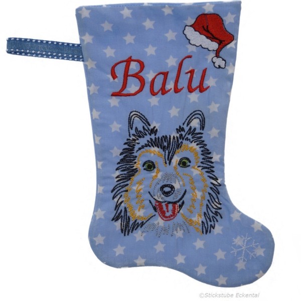 Nikolausstiefel SHETLAND SHEEPDOG bestickt mit Wunschname