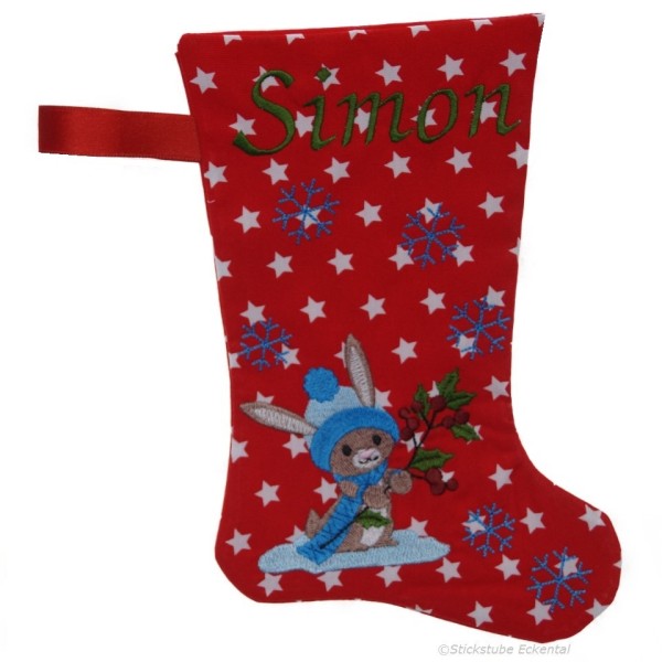 Nikolausstiefel mit Name Stofffarbe rot