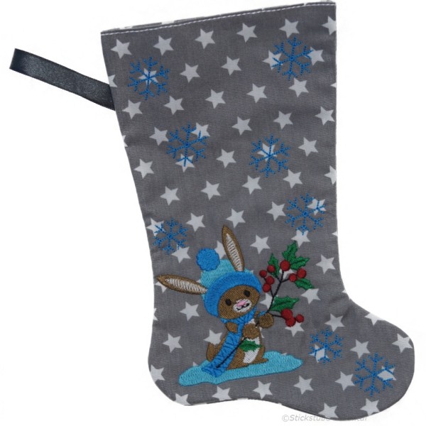 Nikolausstiefel mit Name Stofffarbe grau