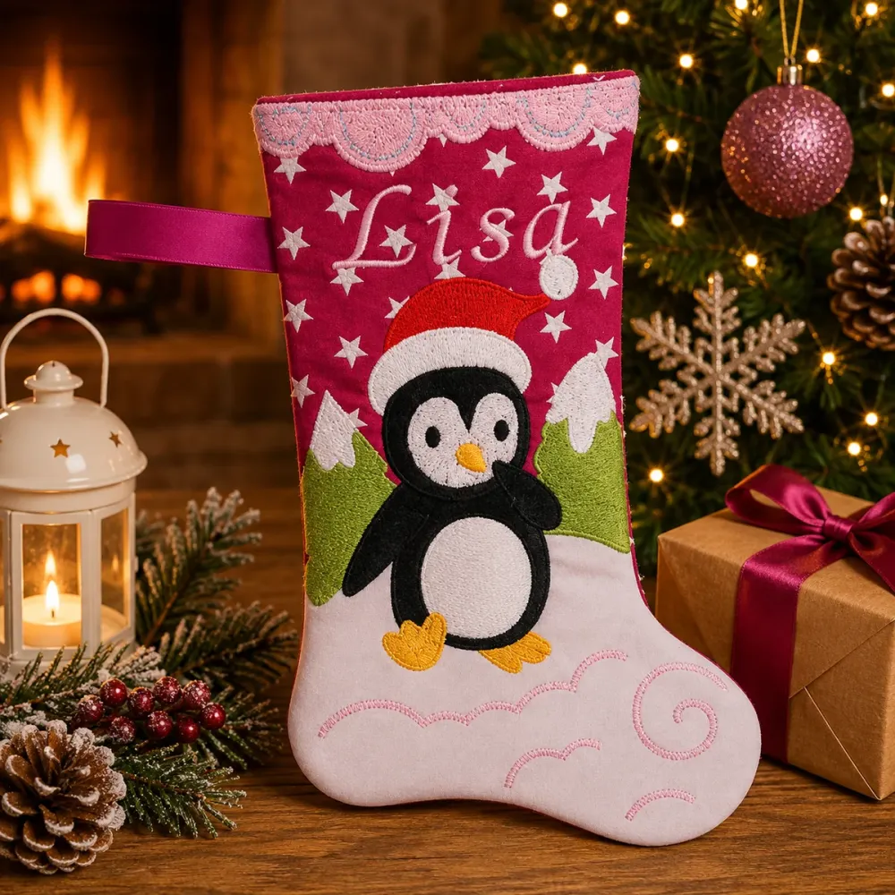 Nikolausstiefel mit Name Stofffarbe pink