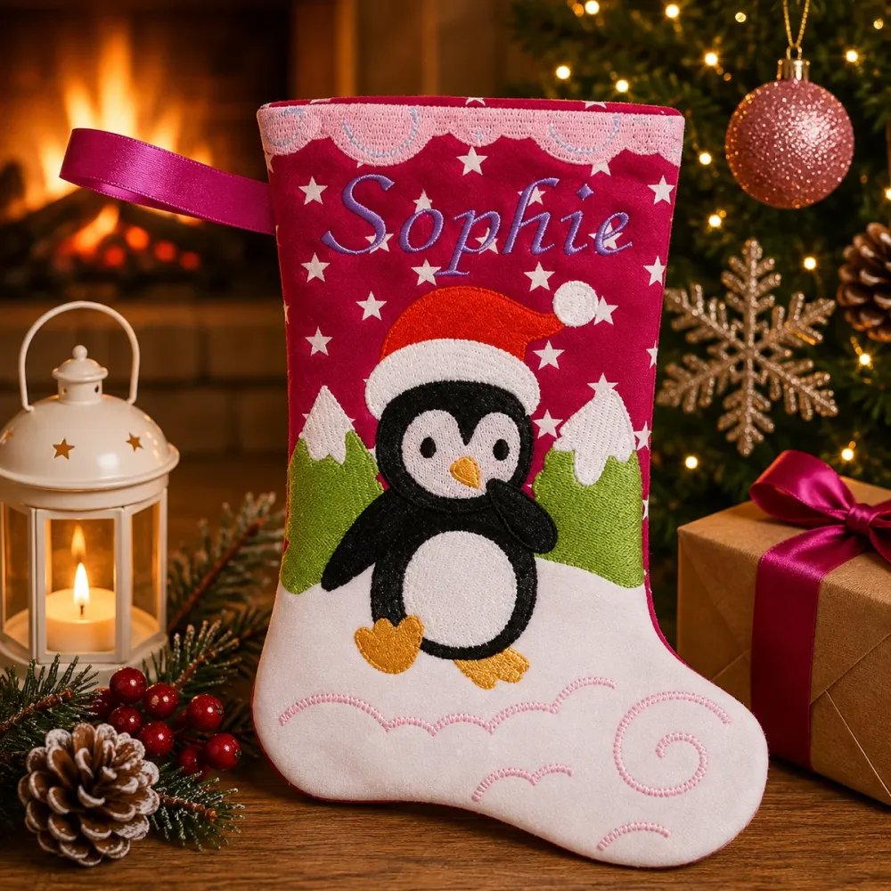 Nikolausstiefel mit Name Stofffarbe pink
