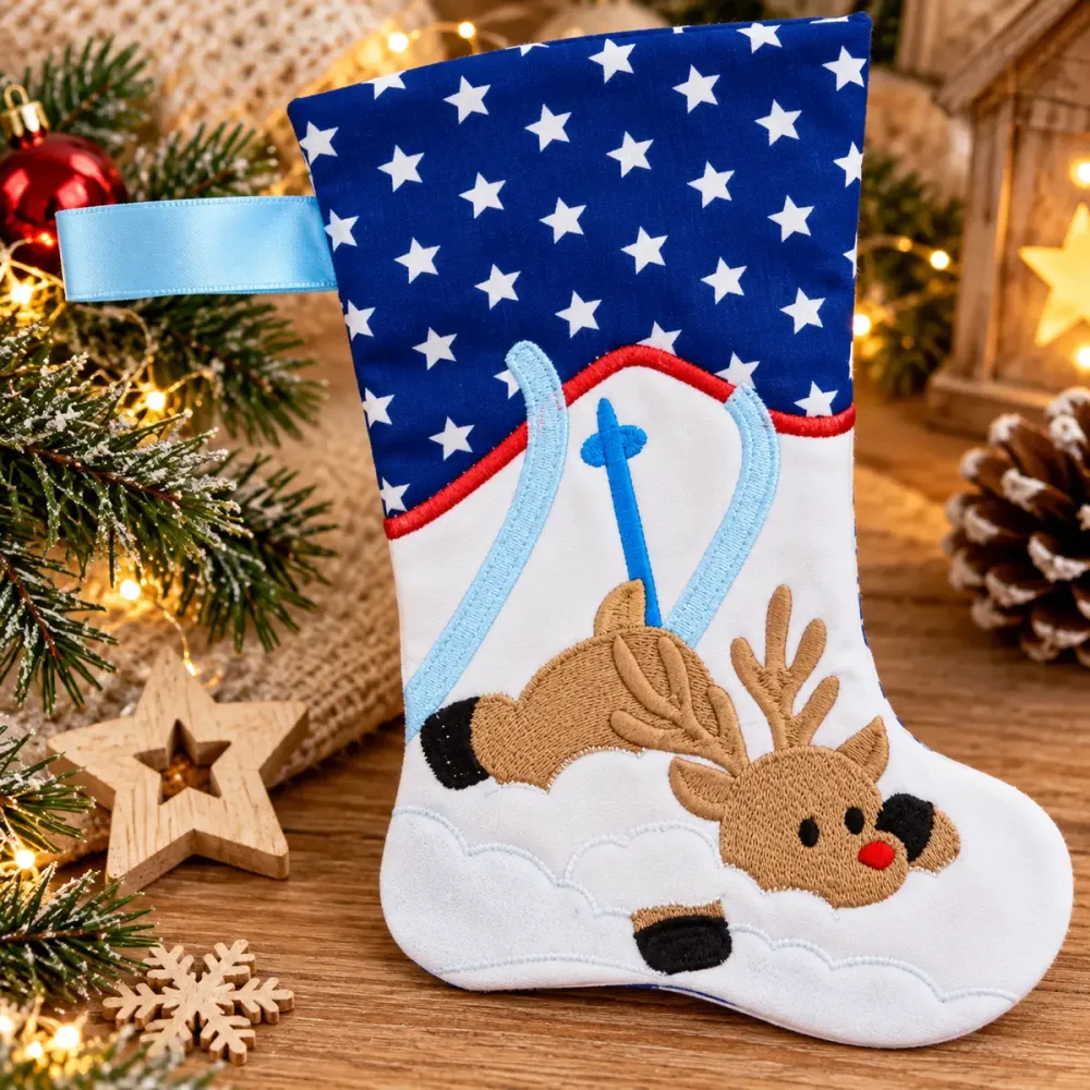 Nikolausstiefel Elch Größe S bestickt Weihnachtsdeko