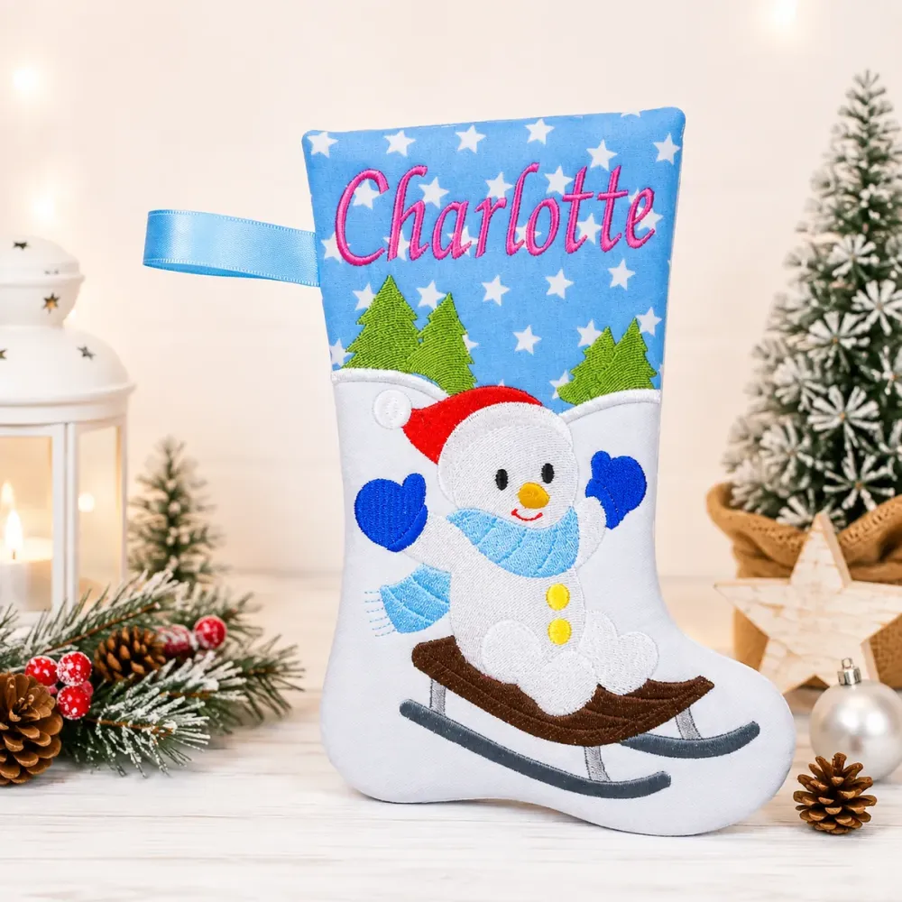 Nikolausstiefel für Kamin Stofffarbe türkisblau