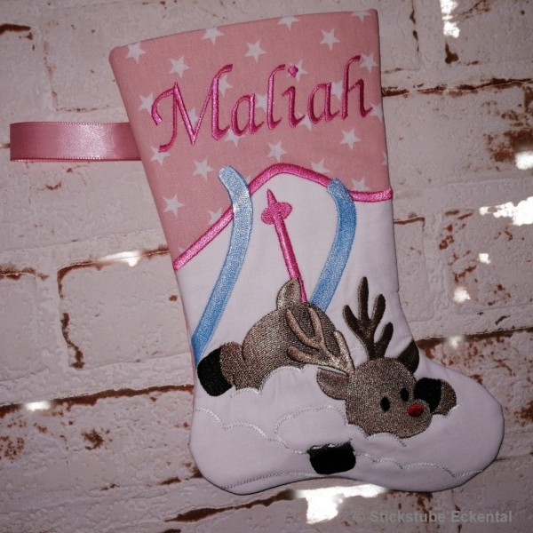 Nikolausstiefel mit Name Stofffarbe altrosa
