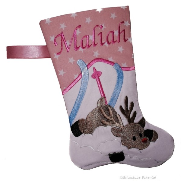 Nikolausstiefel mit Name Stofffarbe altrosa