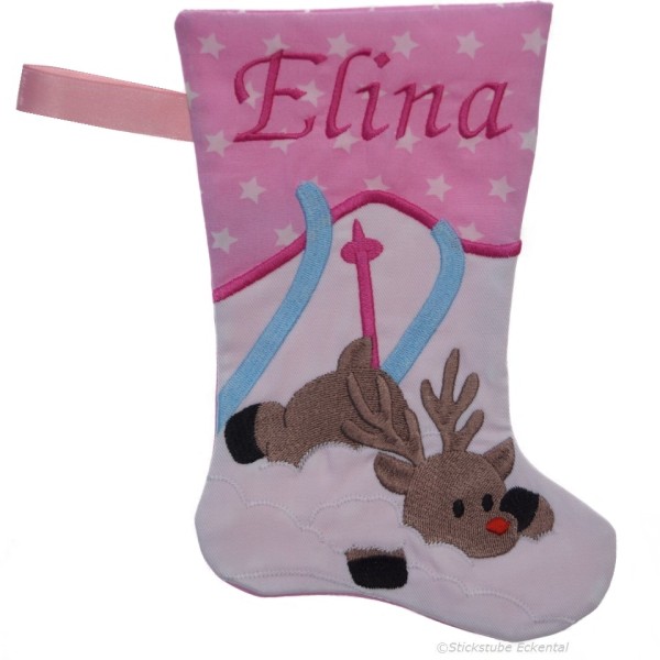 Nikolausstiefel mit Name Stofffarbe rosa