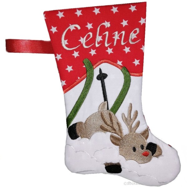 Nikolausstiefel mit Name Stofffarbe rot