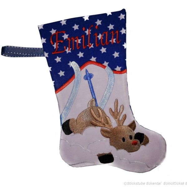 Nikolausstiefel mit Name Stofffarbe dunkelblau