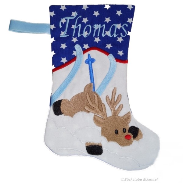 Nikolausstiefel mit Name Stofffarbe dunkelblau