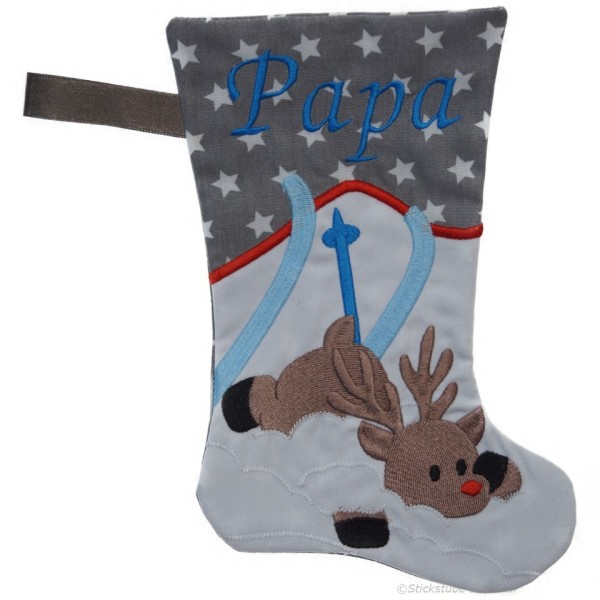 Nikolausstiefel mit Name Stofffarbe grau