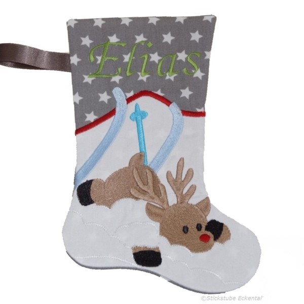 Nikolausstiefel mit Name Stofffarbe grau