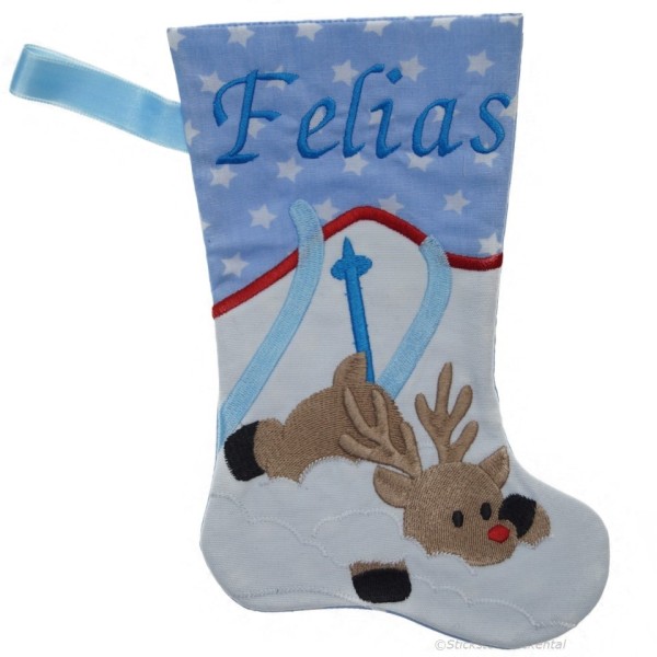 Nikolausstiefel mit Name Stofffarbe hellblau