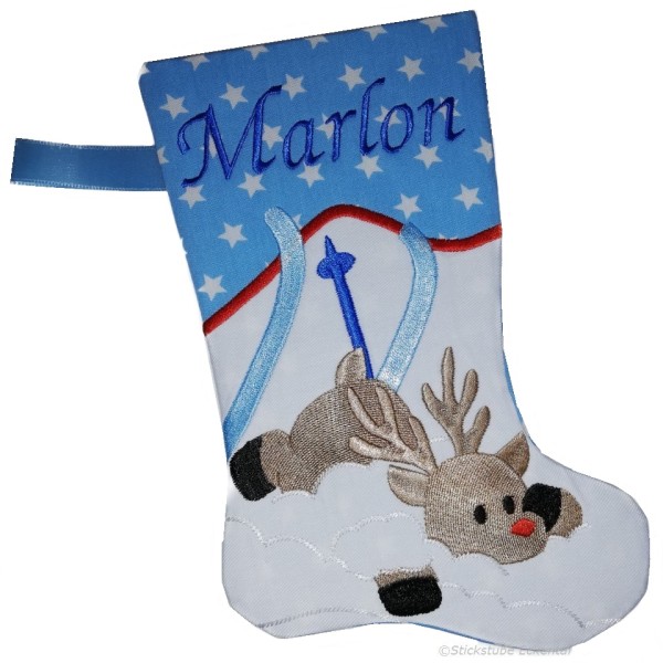 Nikolausstiefel mit Name Stofffarbe türkisblau