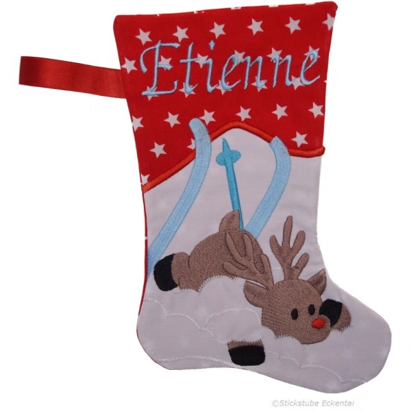 Nikolausstiefel mit Name Stofffarbe rot