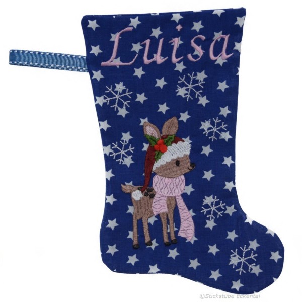 Nikolausstiefel mit Name Stofffarbe dunkelblau