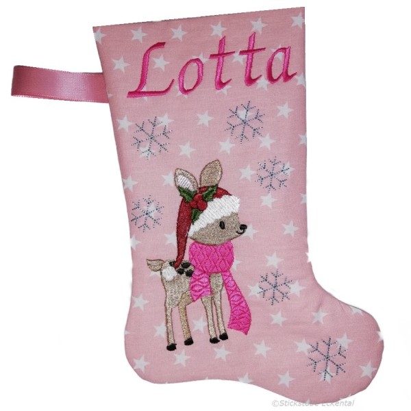 Nikolausstiefel mit Name Stofffarbe altrosa