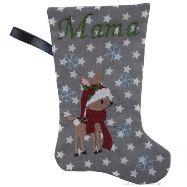 Nikolausstiefel mit Name Stofffarbe grau