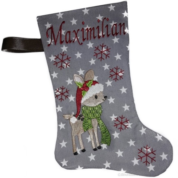 Nikolausstiefel mit Name Stofffarbe grau