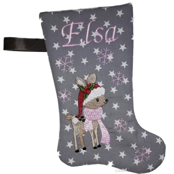 Nikolausstiefel mit Name Stofffarbe grau