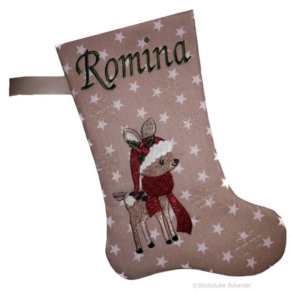 Nikolausstiefel mit Name Stofffarbe hellbraun