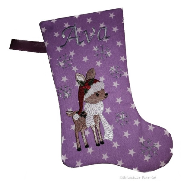 Nikolausstiefel mit Name Stofffarbe lila