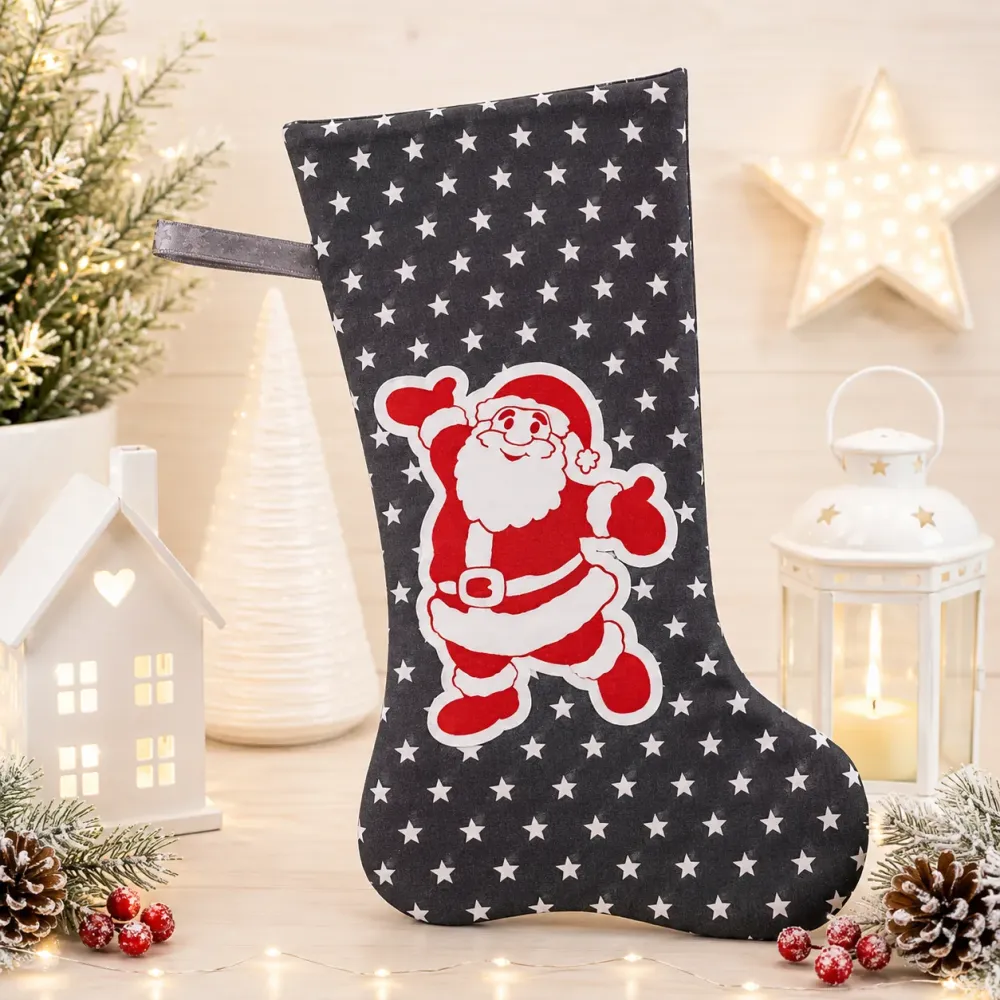 Nikolausstiefel Weihnachtsmann grau