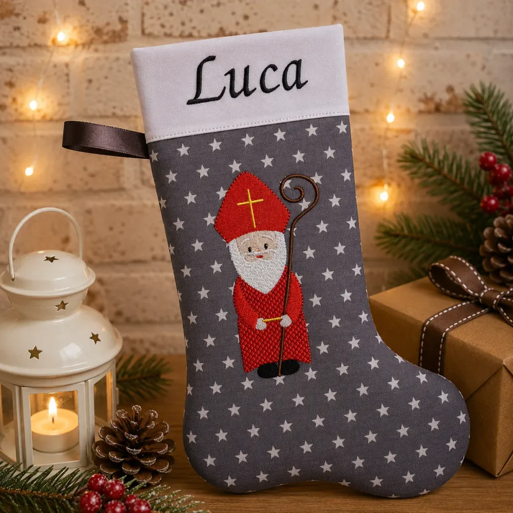 Weihnachtssocken Bischof mit Namen