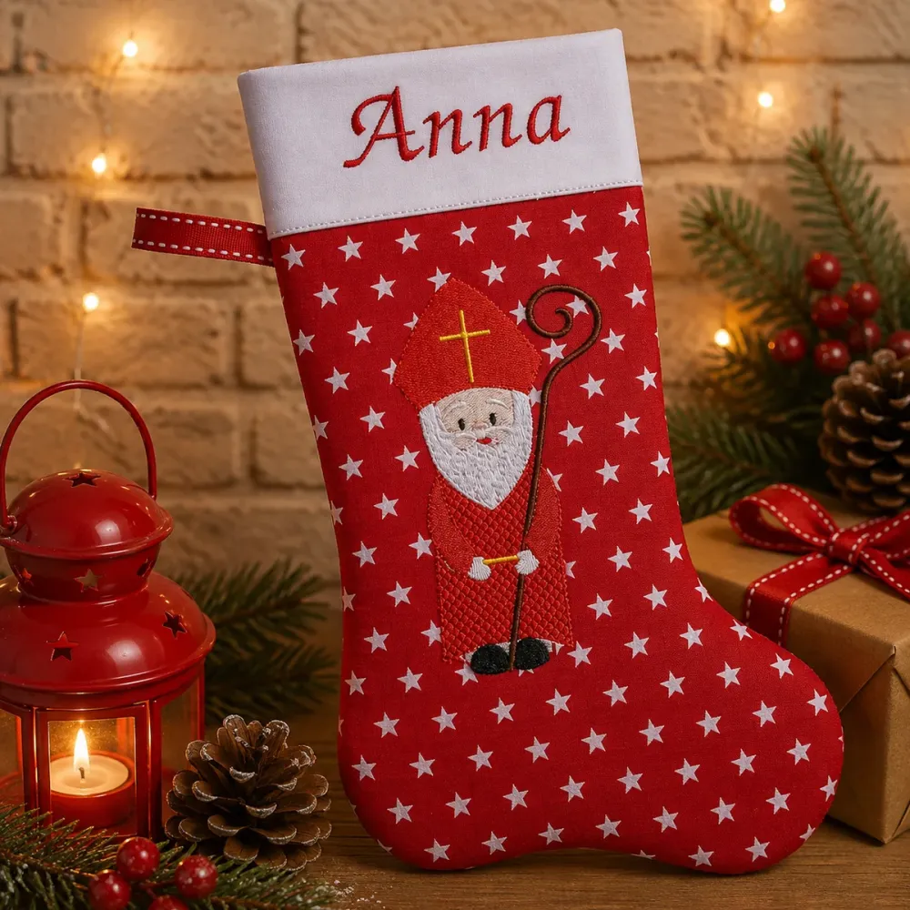 Bestickte Nikolausstiefel XXL Bischof