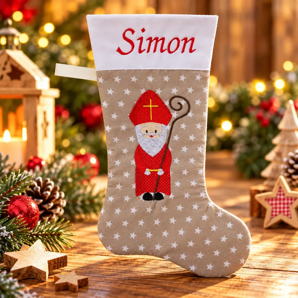 Nikolausstiefel XXL Bischof mit Name Simon für Kindergarten