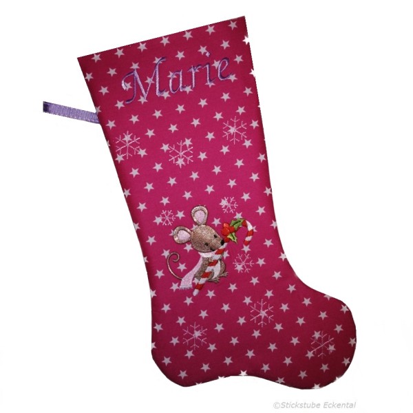 Bestickte Nikolausstiefel XXL Maus mit Name