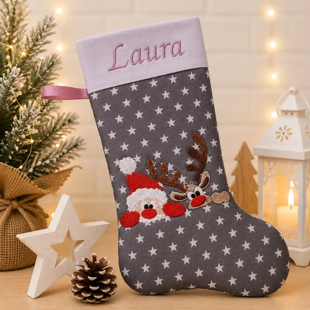 Nikolausstiefel Grau mit Name