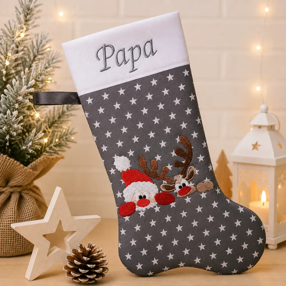 Nikolausstiefel Rentier und Weihnachtsmann XXL