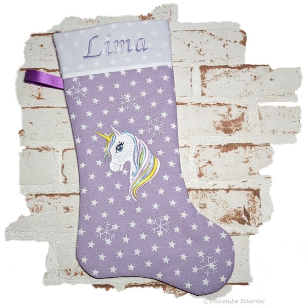 Nikolausstiefel mit Einhorn mit Namen