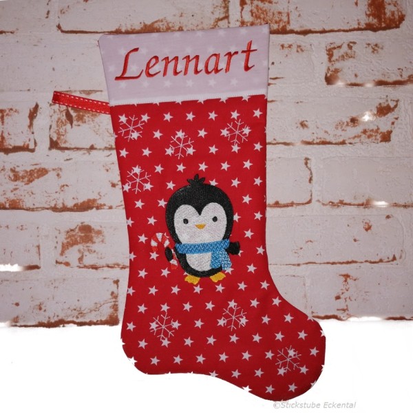 Pinguin Nikolausstiefel mit Namen