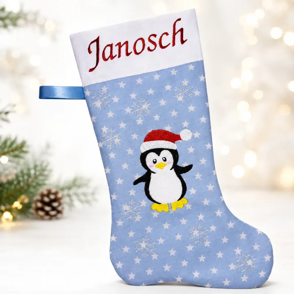 Nikolausstiefel Pinguin XXL mit Name
