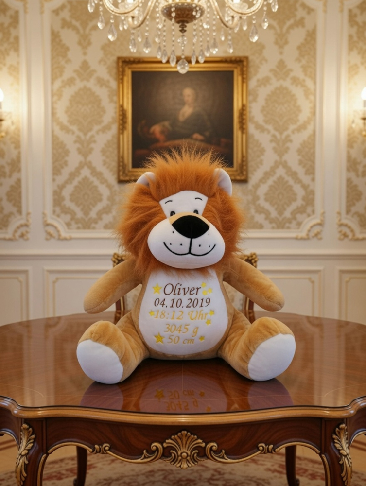 Löwe Stofftier mit Wunschdaten