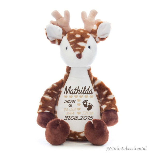 Hirsch Kuscheltier bestickt mit Namen